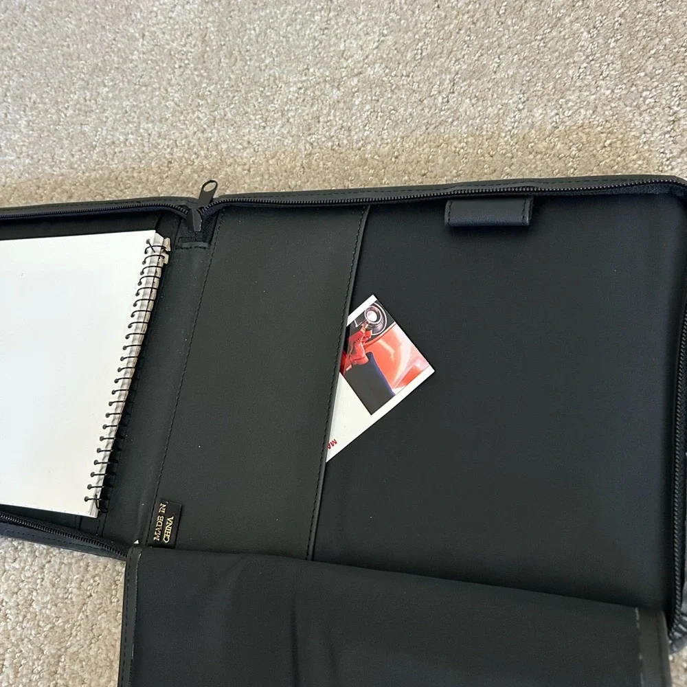 Portfolio faux blk leather 8” x 10” zippered SUPER FAST SHIPPING